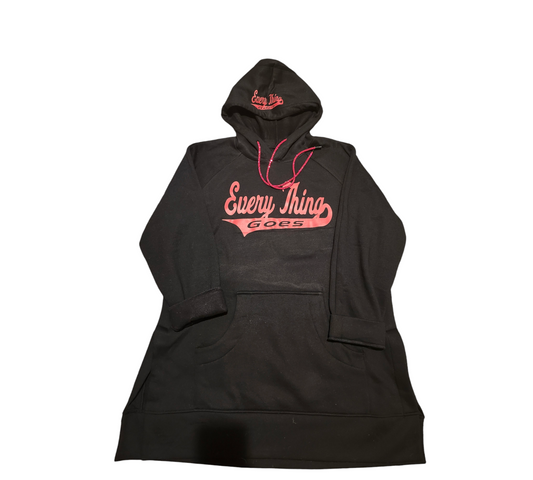 Every Thing Goes Hoodie Dress ( Black / Red)